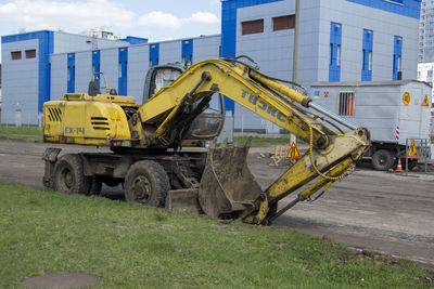 Panoramic shot of construction site against sky