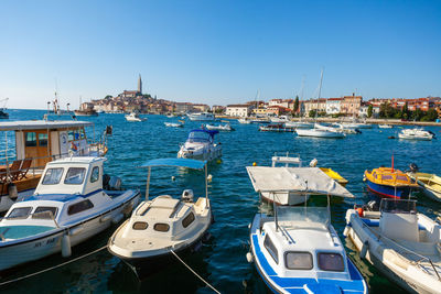 Boats moored in harbor