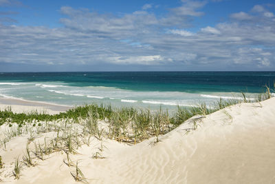 Scenic view of beach against sky