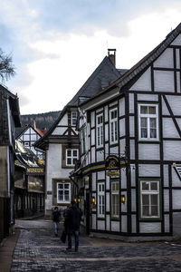 People walking on city street