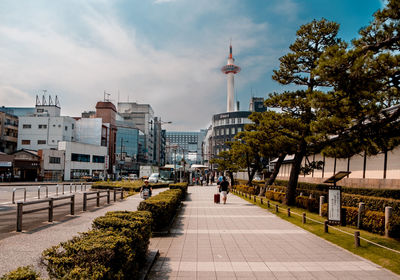 View of city against cloudy sky