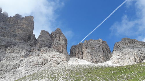 Low angle view of rocks against sky