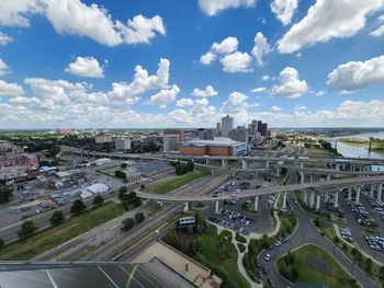 High angle view of townscape against sky