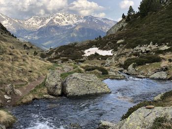 Scenic view of rocky mountains against sky