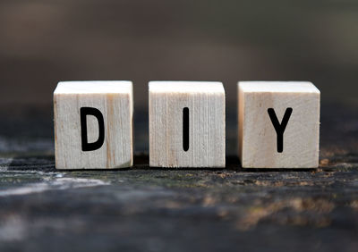 Close-up of text on table