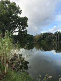 Scenic view of lake against sky