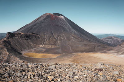 Mt ngauruhoe volcanic mountain in new zealand against a clear blue sky 