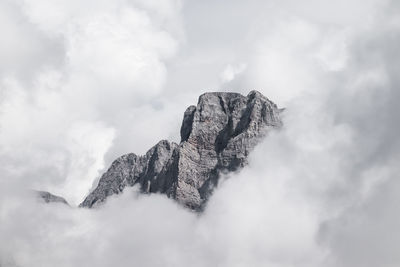 Low angle view of rock formation against sky