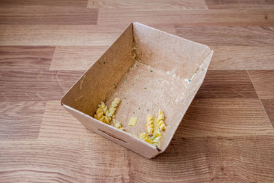 High angle view of bread on cutting board