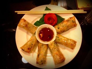 Close-up of food served in plate