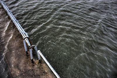 High angle view of rippled water