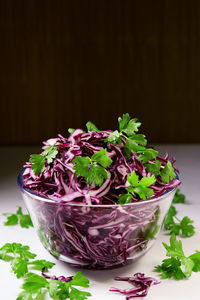 Close-up of plants in bowl on table