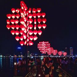 View of red lights at night