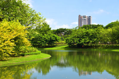 Scenic view of lake against sky