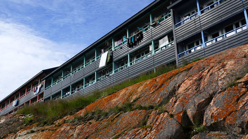 Low angle view of modern building against sky