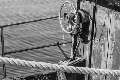 High angle view of ropes on rope