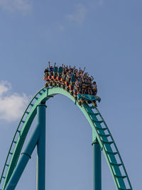 Low angle view of rollercoaster against sky