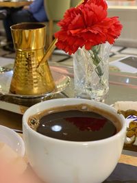 Close-up of tea in glass on table