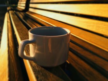 Close-up of coffee cup on table