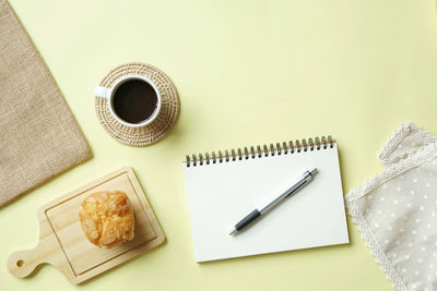 High angle view of pencil on table