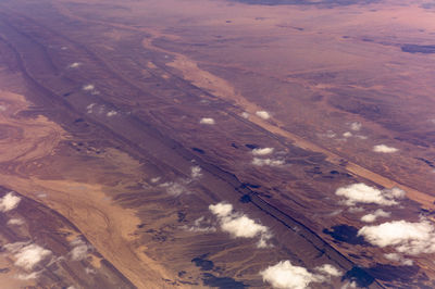 High angle view of the sahara desert from an airplane