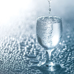 Close-up of water drops on glass