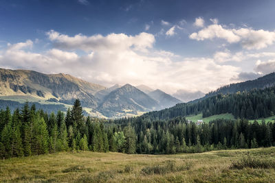 Scenic view of mountains against sky