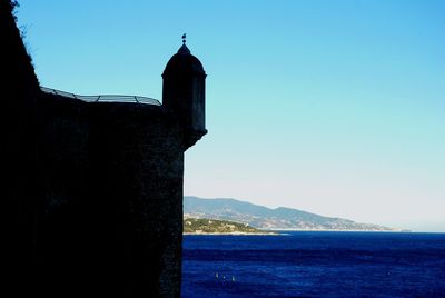 Scenic view of sea against clear sky