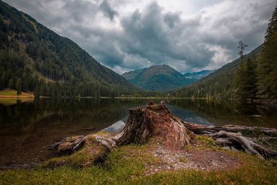 Scenic view of lake against sky
