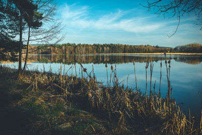 Scenic view of lake against sky