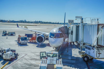 High angle view of airplane against sky