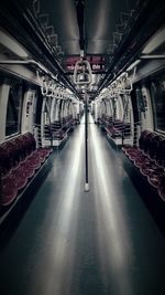 Interior of illuminated train