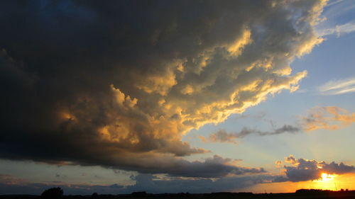 Scenic view of cloudy sky at sunset