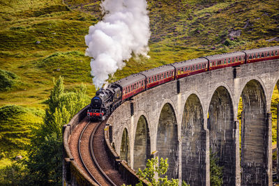 Smoke emitting from train