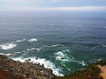 High angle view of sea against sky