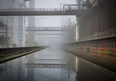 Industrial landscape in the morning fog