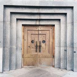 Closed door of building