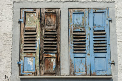 Closed weathered wooden shutters
