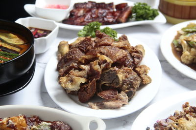 High angle view of meal served in plate