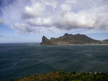 The view of hout bay and atlantic ocean   from chapman's peak drive in cape peninsula, south africa.