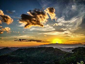 Scenic view of landscape against sky during sunset