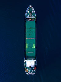 High angle view of ship in sea