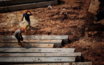 People working at construction site