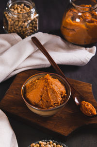 High angle view of food on table