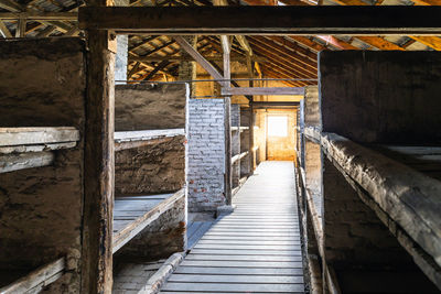 Barrack for prisoners in the auschwitz - birkenau concentration camp. oswiecim, poland, 17 july 2022