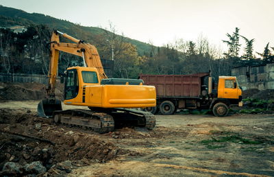 Vehicles at construction site
