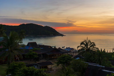 Scenic view of sea against sky during sunset