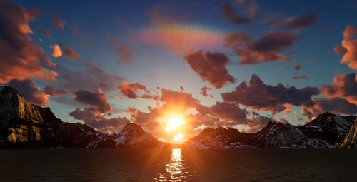 Scenic view of sea against sky during sunset