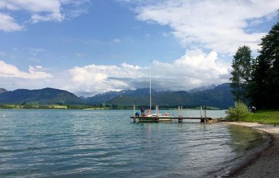 Scenic view of lake against sky