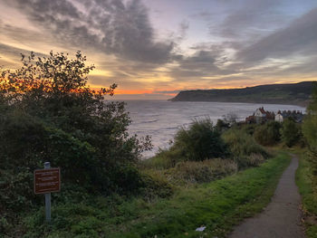 Scenic view of sea against sky during sunset